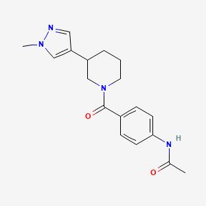 molecular formula C18H22N4O2 B2638038 N-{4-[3-(1-methyl-1H-pyrazol-4-yl)piperidine-1-carbonyl]phenyl}acetamide CAS No. 2320577-75-9