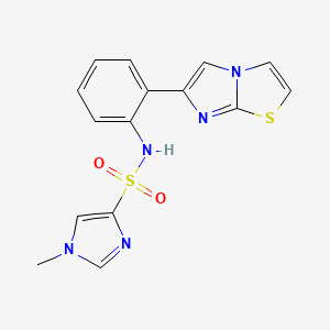 molecular formula C15H13N5O2S2 B2638050 N-(2-(imidazo[2,1-b]thiazol-6-yl)phenyl)-1-methyl-1H-imidazole-4-sulfonamide CAS No. 1798546-48-1