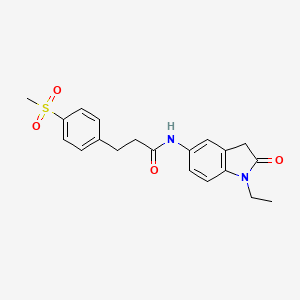 molecular formula C20H22N2O4S B2638056 N-(1-ethyl-2-oxoindolin-5-yl)-3-(4-(methylsulfonyl)phenyl)propanamide CAS No. 2034549-58-9