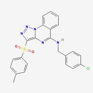 molecular formula C23H18ClN5O2S B2638090 N-[(4-CHLOROPHENYL)METHYL]-3-(4-METHYLBENZENESULFONYL)-[1,2,3]TRIAZOLO[1,5-A]QUINAZOLIN-5-AMINE CAS No. 904585-83-7