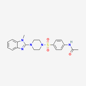 molecular formula C20H23N5O3S B2638092 N-(4-((4-(1-methyl-1H-benzo[d]imidazol-2-yl)piperazin-1-yl)sulfonyl)phenyl)acetamide CAS No. 836669-88-6