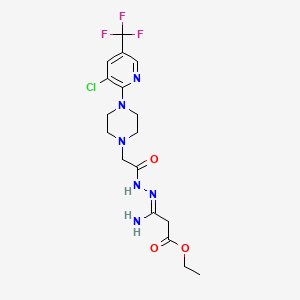 molecular formula C17H22ClF3N6O3 B2638125 Ethyl 3-(2-{4-[3-chloro-5-(trifluoromethyl)pyridin-2-yl]piperazin-1-yl}acetohydrazido)-3-iminopropanoate CAS No. 338979-34-3