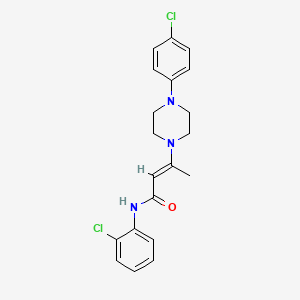 molecular formula C20H21Cl2N3O B2638148 N-(2-chlorophenyl)-3-[4-(4-chlorophenyl)piperazino]-2-butenamide CAS No. 306977-29-7