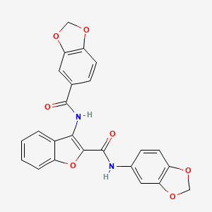 molecular formula C24H16N2O7 B2638190 N-(2-(benzo[d][1,3]dioxol-5-ylcarbamoyl)benzofuran-3-yl)benzo[d][1,3]dioxole-5-carboxamide CAS No. 888459-72-1