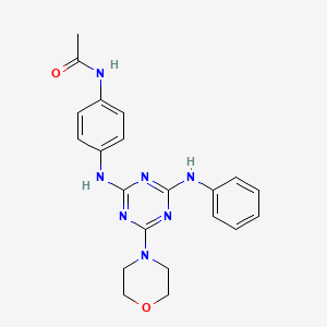 molecular formula C21H23N7O2 B2638274 N-(4-((4-morpholino-6-(phenylamino)-1,3,5-triazin-2-yl)amino)phenyl)acetamide CAS No. 946261-43-4