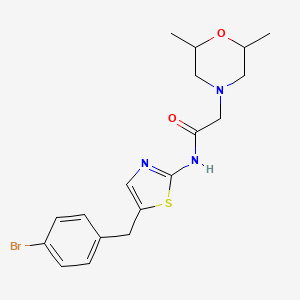 molecular formula C18H22BrN3O2S B2638281 N-[5-(4-bromobenzyl)-1,3-thiazol-2-yl]-2-(2,6-dimethylmorpholin-4-yl)acetamide CAS No. 881430-65-5