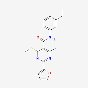 molecular formula C19H19N3O2S B2638292 N-(3-ethylphenyl)-2-(furan-2-yl)-4-methyl-6-(methylsulfanyl)pyrimidine-5-carboxamide CAS No. 1030778-51-8