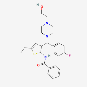 molecular formula C26H30FN3O2S B2638316 N-{5-ETHYL-3-[(4-FLUOROPHENYL)[4-(2-HYDROXYETHYL)PIPERAZIN-1-YL]METHYL]THIOPHEN-2-YL}BENZAMIDE CAS No. 690639-96-4