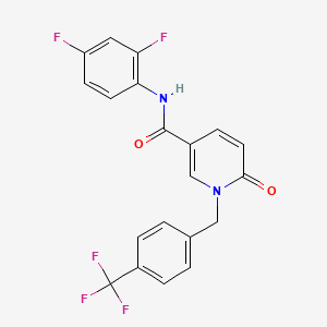 molecular formula C20H13F5N2O2 B2638353 N-(2,4-Difluorophenyl)-6-oxo-1-(4-(trifluoromethyl)benzyl)-1,6-dihydro-3-pyridinecarboxamide CAS No. 339008-66-1