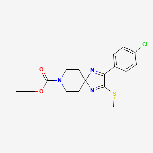 molecular formula C19H24ClN3O2S B2638373 Tert-butyl 2-(4-chlorophenyl)-3-(methylthio)-1,4,8-triazaspiro[4.5]deca-1,3-diene-8-carboxylate CAS No. 931363-06-3