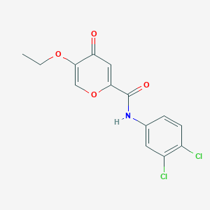 molecular formula C14H11Cl2NO4 B2638418 N-(3,4-dichlorophenyl)-5-ethoxy-4-oxo-4H-pyran-2-carboxamide CAS No. 1105220-87-8