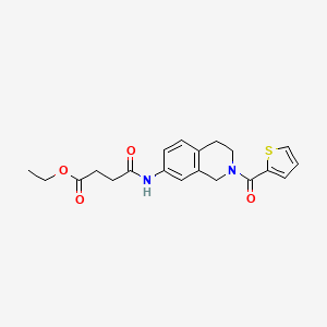 molecular formula C20H22N2O4S B2638470 Ethyl 4-oxo-4-((2-(thiophene-2-carbonyl)-1,2,3,4-tetrahydroisoquinolin-7-yl)amino)butanoate CAS No. 1207039-29-9