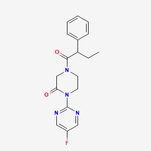 1-(5-Fluoropyrimidin-2-yl)-4-(2-phenylbutanoyl)piperazin-2-one