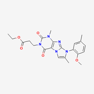 ethyl 3-(8-(2-methoxy-5-methylphenyl)-1,7-dimethyl-2,4-dioxo-1H-imidazo[2,1-f]purin-3(2H,4H,8H)-yl)propanoate