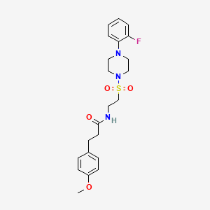molecular formula C22H28FN3O4S B2638513 N-(2-((4-(2-fluorophenyl)piperazin-1-yl)sulfonyl)ethyl)-3-(4-methoxyphenyl)propanamide CAS No. 897618-35-8