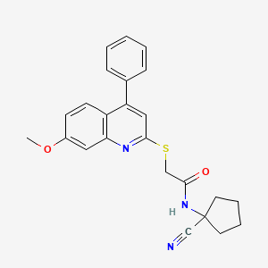 molecular formula C24H23N3O2S B2638561 N-(1-cyanocyclopentyl)-2-(7-methoxy-4-phenylquinolin-2-yl)sulfanylacetamide CAS No. 920808-59-9