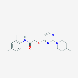 molecular formula C21H28N4O2 B2638567 N-(2,4-dimethylphenyl)-2-{[6-methyl-2-(4-methylpiperidin-1-yl)pyrimidin-4-yl]oxy}acetamide CAS No. 1226440-78-3