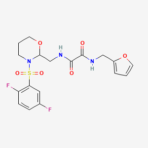molecular formula C18H19F2N3O6S B2638572 N'-{[3-(2,5-difluorobenzenesulfonyl)-1,3-oxazinan-2-yl]methyl}-N-[(furan-2-yl)methyl]ethanediamide CAS No. 869071-94-3