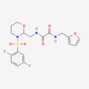 molecular formula C18H19F2N3O6S B2638572 N1-((3-((2,5-difluorophenyl)sulfonyl)-1,3-oxazinan-2-yl)methyl)-N2-(furan-2-ylmethyl)oxalamide CAS No. 869071-94-3