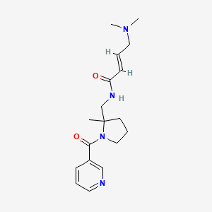 molecular formula C18H26N4O2 B2638578 (E)-4-(Dimethylamino)-N-[[2-methyl-1-(pyridine-3-carbonyl)pyrrolidin-2-yl]methyl]but-2-enamide CAS No. 2411324-45-1