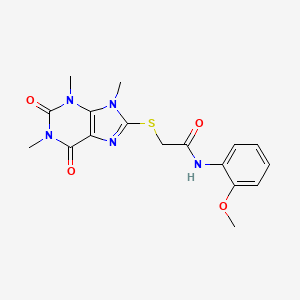 molecular formula C17H19N5O4S B2638615 N-(2-methoxyphenyl)-2-[(1,3,9-trimethyl-2,6-dioxo-2,3,6,9-tetrahydro-1H-purin-8-yl)sulfanyl]acetamide CAS No. 897453-25-7