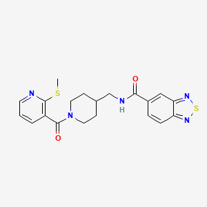 molecular formula C20H21N5O2S2 B2638622 N-((1-(2-(methylthio)nicotinoyl)piperidin-4-yl)methyl)benzo[c][1,2,5]thiadiazole-5-carboxamide CAS No. 1235062-42-6