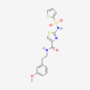 molecular formula C17H17N3O4S3 B2638623 N-(3-methoxyphenethyl)-2-(thiophene-2-sulfonamido)thiazole-4-carboxamide CAS No. 1021097-99-3