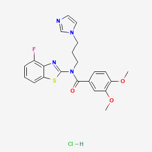 molecular formula C22H22ClFN4O3S B2638627 N-(3-(1H-imidazol-1-yl)propyl)-N-(4-fluorobenzo[d]thiazol-2-yl)-3,4-dimethoxybenzamide hydrochloride CAS No. 1216446-69-3