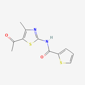 molecular formula C11H10N2O2S2 B2638636 N-(5-acetyl-4-methyl-1,3-thiazol-2-yl)thiophene-2-carboxamide CAS No. 438619-26-2