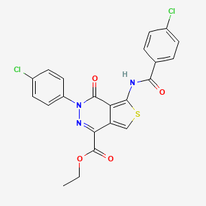 molecular formula C22H15Cl2N3O4S B2638638 ethyl 5-(4-chlorobenzamido)-3-(4-chlorophenyl)-4-oxo-3H,4H-thieno[3,4-d]pyridazine-1-carboxylate CAS No. 851950-44-2