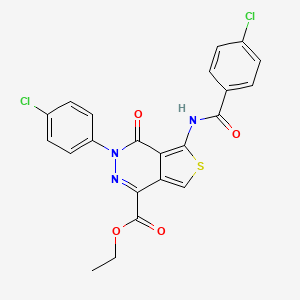 molecular formula C22H15Cl2N3O4S B2638638 Ethyl 5-[(4-chlorobenzoyl)amino]-3-(4-chlorophenyl)-4-oxothieno[3,4-d]pyridazine-1-carboxylate CAS No. 851950-44-2