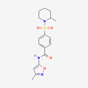 molecular formula C17H21N3O4S B2638673 N-(3-methyl-1,2-oxazol-5-yl)-4-[(2-methylpiperidin-1-yl)sulfonyl]benzamide CAS No. 1021249-92-2