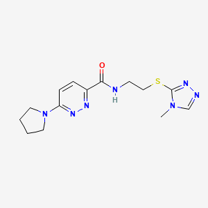 molecular formula C14H19N7OS B2638675 N-(2-((4-methyl-4H-1,2,4-triazol-3-yl)thio)ethyl)-6-(pyrrolidin-1-yl)pyridazine-3-carboxamide CAS No. 1396791-35-7