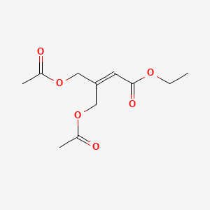 molecular formula C11H16O6 B2638690 Ethyl 4-(acetyloxy)-3-[(acetyloxy)methyl]but-2-enoate CAS No. 77356-33-3