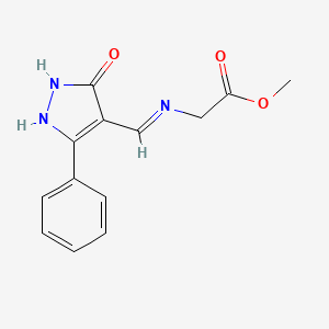 molecular formula C13H13N3O3 B2638695 methyl 2-{[(5-oxo-3-phenyl-1,5-dihydro-4H-pyrazol-4-yliden)methyl]amino}acetate CAS No. 338975-52-3