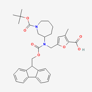 5-[[9H-Fluoren-9-ylmethoxycarbonyl-[1-[(2-methylpropan-2-yl)oxycarbonyl]azepan-3-yl]amino]methyl]-3-methylfuran-2-carboxylic acid