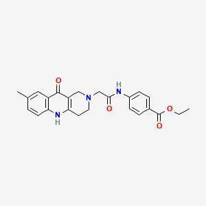 molecular formula C24H25N3O4 B2638710 ethyl 4-(2-(8-methyl-10-oxo-3,4-dihydrobenzo[b][1,6]naphthyridin-2(1H,5H,10H)-yl)acetamido)benzoate CAS No. 1251635-35-4