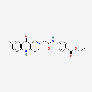 ethyl 4-(2-(8-methyl-10-oxo-3,4-dihydrobenzo[b][1,6]naphthyridin-2(1H,5H,10H)-yl)acetamido)benzoate