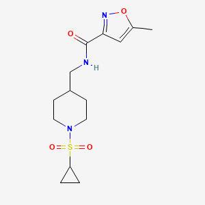 molecular formula C14H21N3O4S B2638716 N-((1-(cyclopropylsulfonyl)piperidin-4-yl)methyl)-5-methylisoxazole-3-carboxamide CAS No. 1234898-53-3