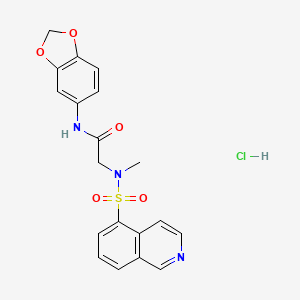 molecular formula C19H18ClN3O5S B2638718 N-(benzo[d][1,3]dioxol-5-yl)-2-(N-methylisoquinoline-5-sulfonamido)acetamide hydrochloride CAS No. 1216649-70-5