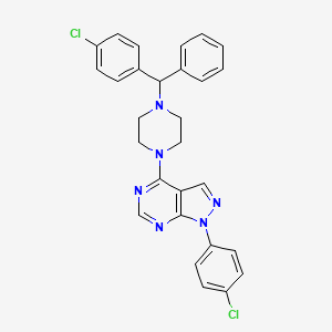 1-(4-chlorophenyl)-4-(4-((4-chlorophenyl)(phenyl)methyl)piperazin-1-yl)-1H-pyrazolo[3,4-d]pyrimidine