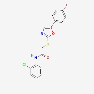 molecular formula C18H14ClFN2O2S B2638727 N-(2-chloro-4-methylphenyl)-2-{[5-(4-fluorophenyl)-1,3-oxazol-2-yl]sulfanyl}acetamide CAS No. 1040658-14-7