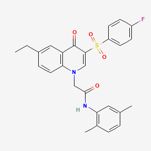 molecular formula C27H25FN2O4S B2638729 N-(2,5-dimethylphenyl)-2-[6-ethyl-3-(4-fluorobenzenesulfonyl)-4-oxo-1,4-dihydroquinolin-1-yl]acetamide CAS No. 866729-73-9