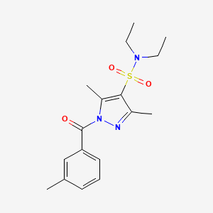 molecular formula C17H23N3O3S B2638738 N,N-diethyl-3,5-dimethyl-1-(3-methylbenzoyl)-1H-pyrazole-4-sulfonamide CAS No. 1019105-53-3