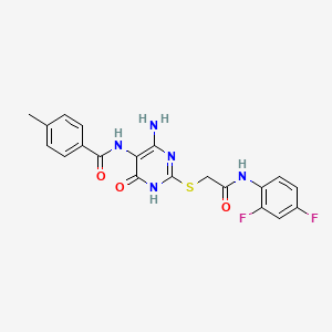 N-(4-amino-2-((2-((2,4-difluorophenyl)amino)-2-oxoethyl)thio)-6-oxo-1,6-dihydropyrimidin-5-yl)-4-methylbenzamide