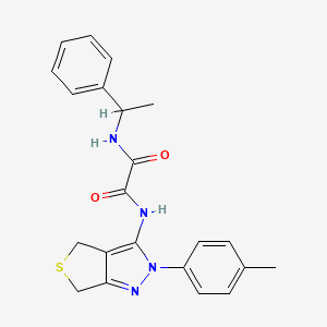 molecular formula C22H22N4O2S B2638762 N-[2-(4-methylphenyl)-2H,4H,6H-thieno[3,4-c]pyrazol-3-yl]-N'-(1-phenylethyl)ethanediamide CAS No. 899952-20-6