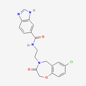 molecular formula C19H17ClN4O3 B2638799 N-(2-(7-chloro-3-oxo-2,3-dihydrobenzo[f][1,4]oxazepin-4(5H)-yl)ethyl)-1H-benzo[d]imidazole-5-carboxamide CAS No. 1903165-61-6