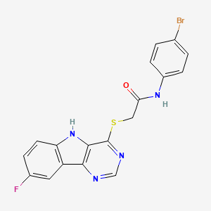 molecular formula C18H12BrFN4OS B2638812 N-(4-bromophenyl)-2-({8-fluoro-5H-pyrimido[5,4-b]indol-4-yl}sulfanyl)acetamide CAS No. 1115997-49-3