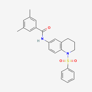 molecular formula C24H24N2O3S B2638831 N-[1-(benzenesulfonyl)-1,2,3,4-tetrahydroquinolin-6-yl]-3,5-dimethylbenzamide CAS No. 941961-09-7