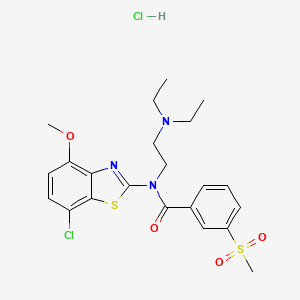 molecular formula C22H27Cl2N3O4S2 B2638835 N-(7-CHLORO-4-METHOXY-1,3-BENZOTHIAZOL-2-YL)-N-[2-(DIETHYLAMINO)ETHYL]-3-METHANESULFONYLBENZAMIDE HYDROCHLORIDE CAS No. 1216473-01-6